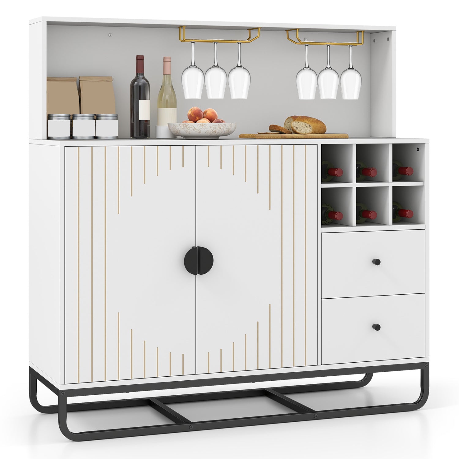 Bar Cabinet with Wine Rack & Glass Holder, White Sideboards Cabinets & Buffets at Gallery Canada