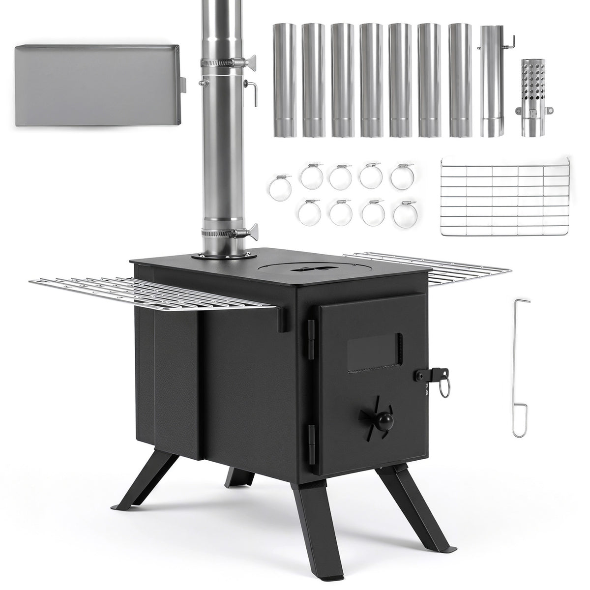 Hot Tent Stove With Ash Tray, 8.4 Ft, Black Outdoor Grills Black at Gallery Canada