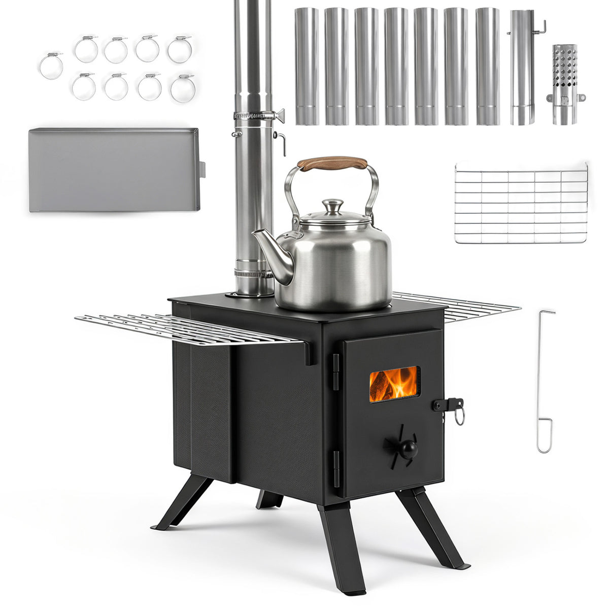 Hot Tent Stove With Ash Tray, 8.4 Ft, Black Outdoor Grills at Gallery Canada