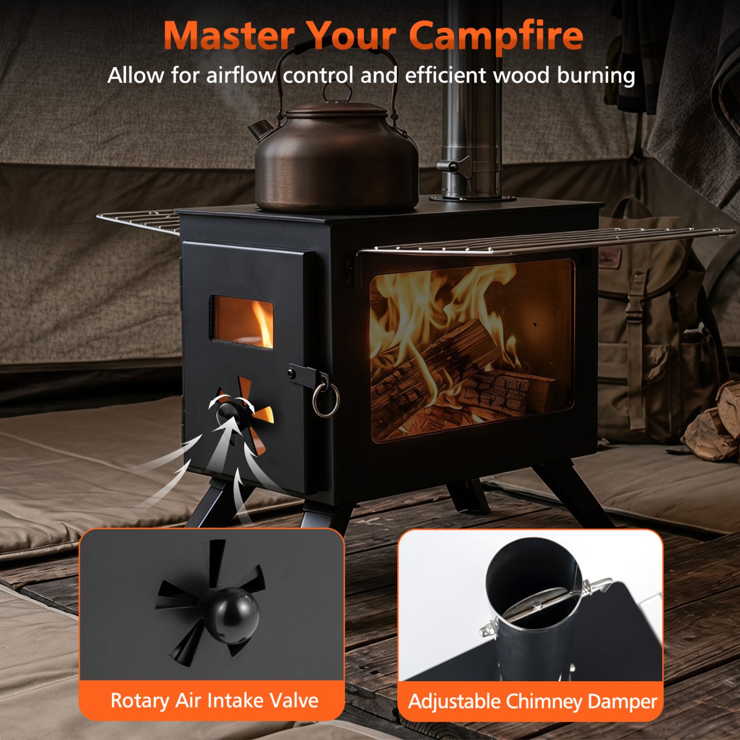 Hot Tent Stove With Ash Tray, 8.4 Ft, Black Outdoor Grills at Gallery Canada