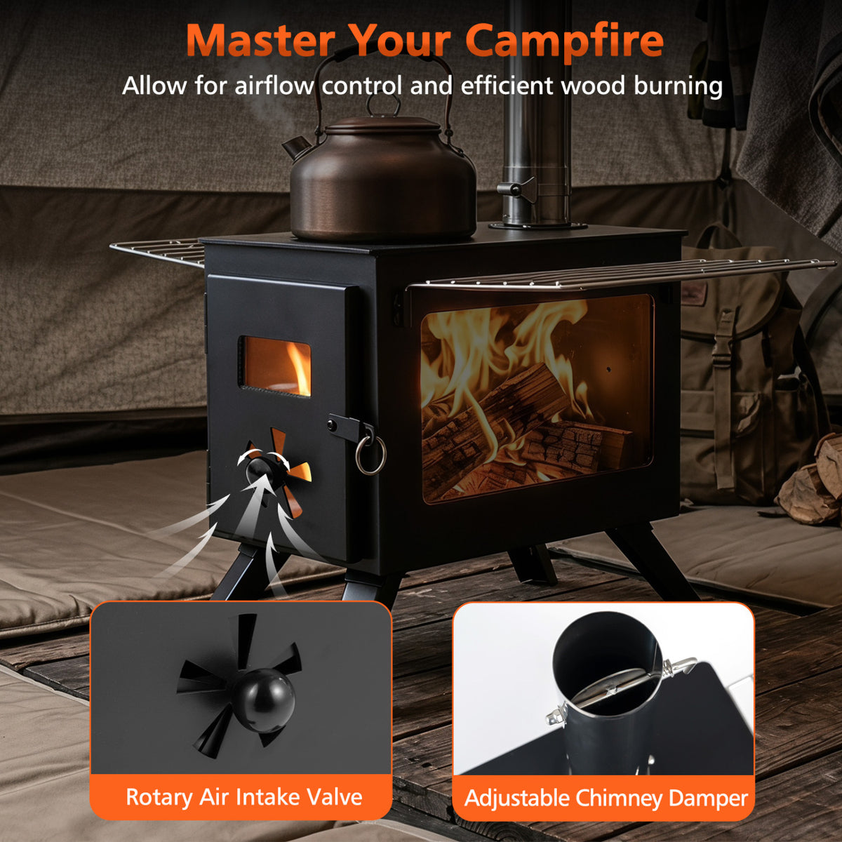 Hot Tent Stove With Ash Tray, 8.4 Ft, Black Outdoor Grills at Gallery Canada
