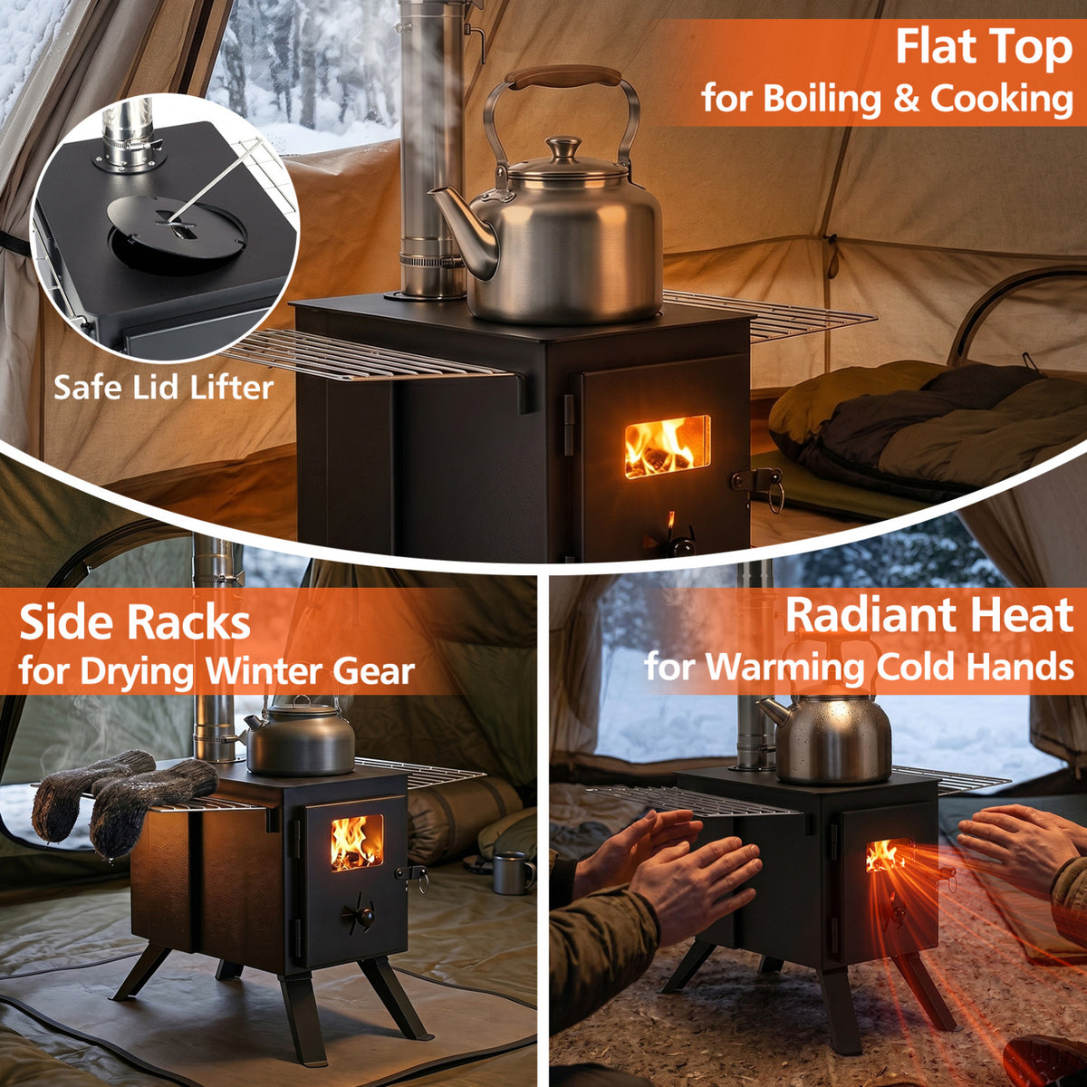 Hot Tent Stove With Ash Tray, 8.4 Ft, Black Outdoor Grills at Gallery Canada