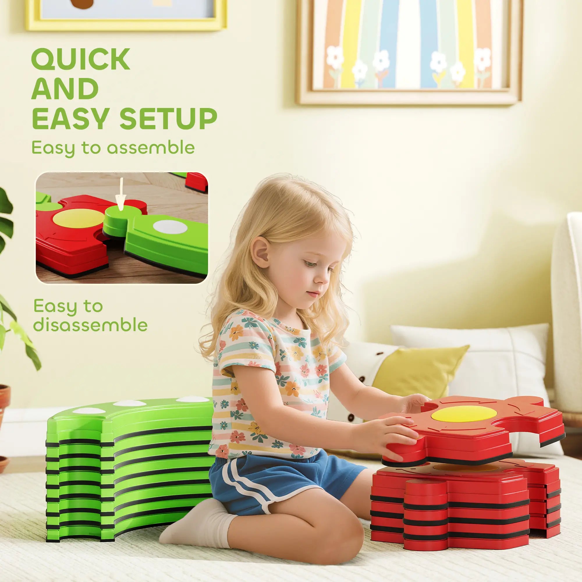 Kids Balance Beam Stepping Stones, Non-Slip, 3-8 Years, Green Kids Gym & Playmats at Gallery Canada
