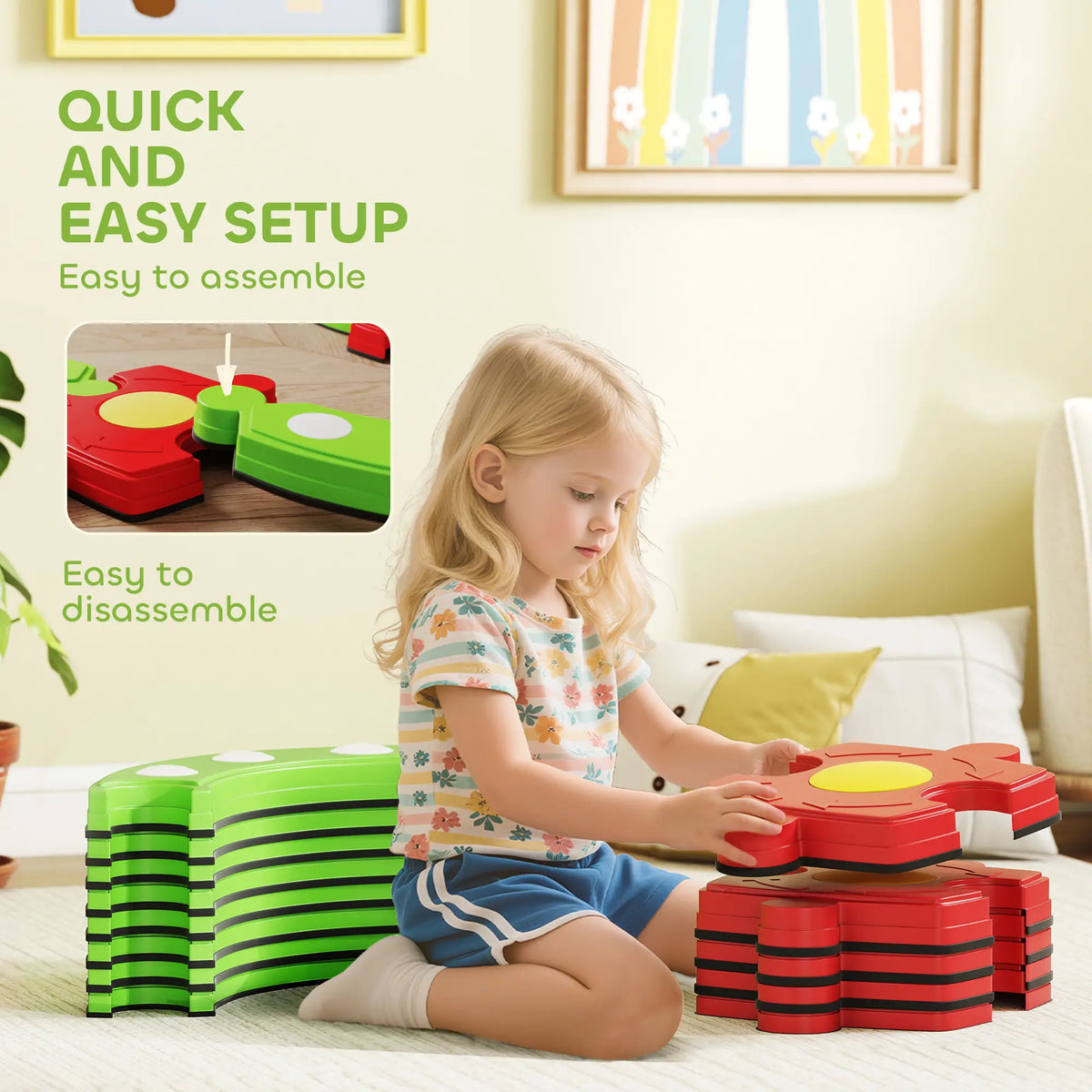 Kids Balance Beam Stepping Stones, Non-Slip, 3-8 Years, Green Kids Gym & Playmats at Gallery Canada