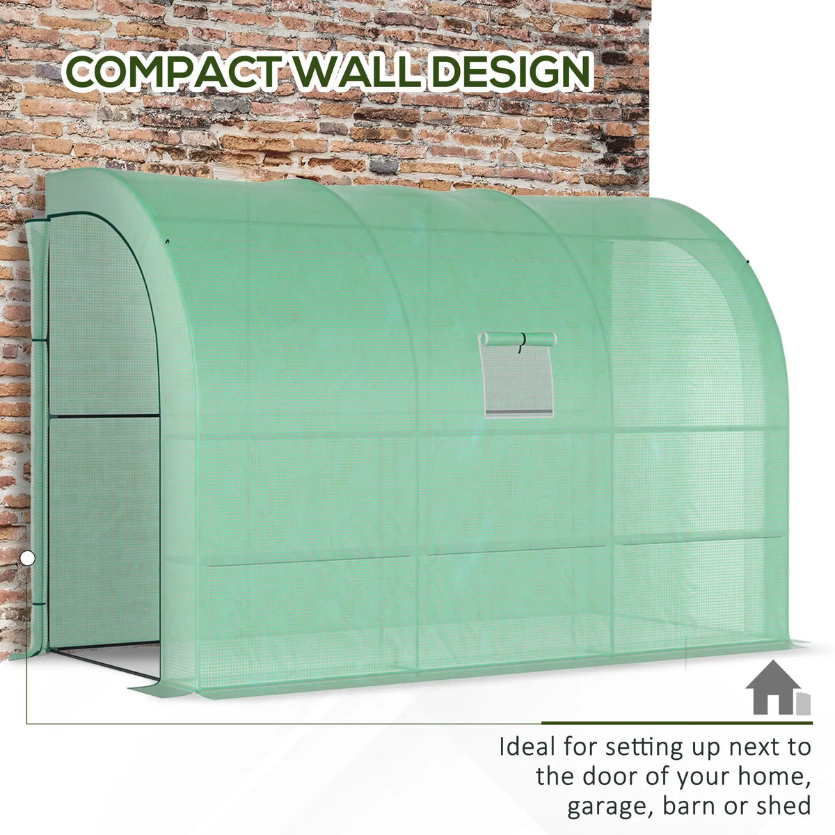 Walk-in Lean-to Greenhouse, 10' x 5' x 7', PE Cover, Green Greenhouses at Gallery Canada