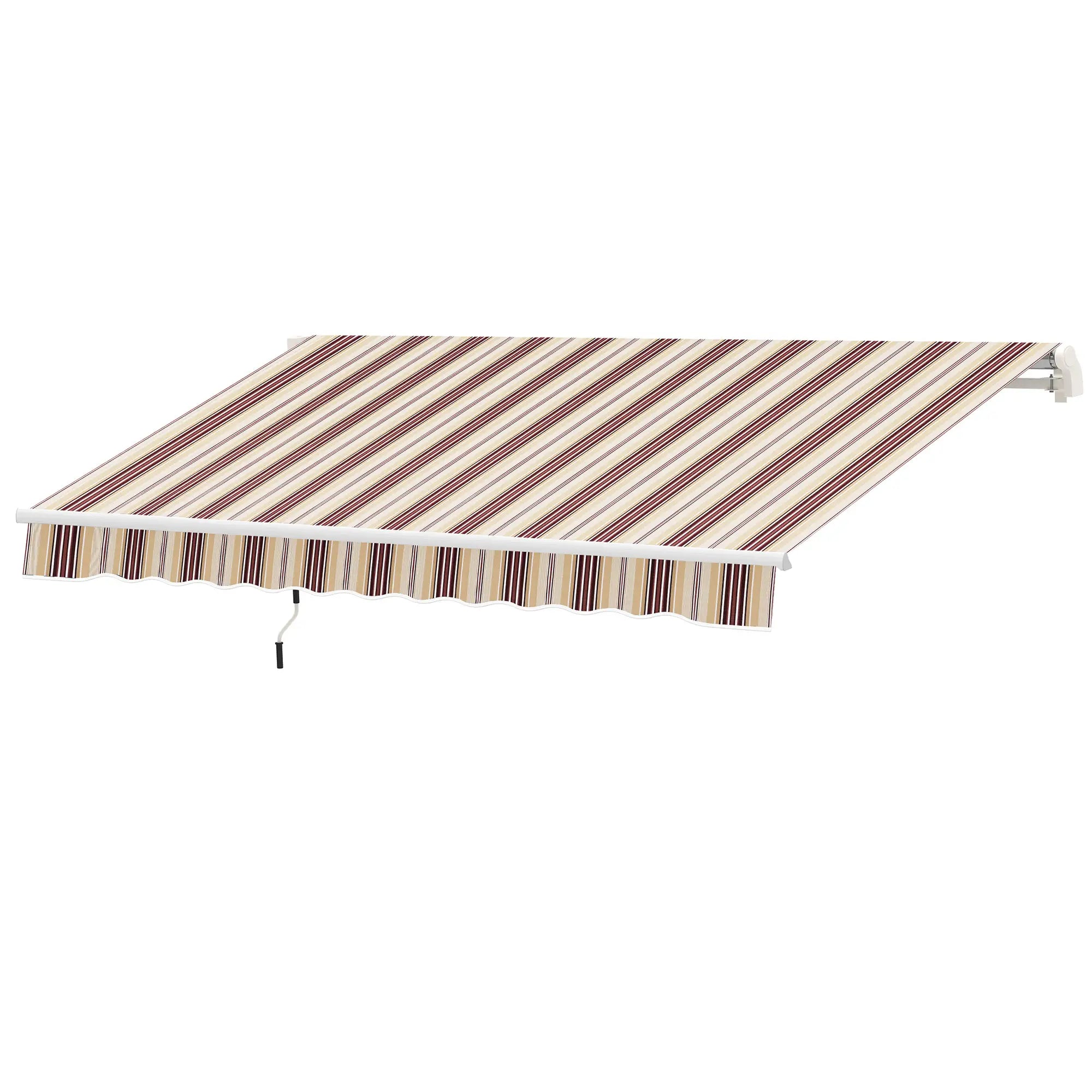 10' X 8' Manual Retractable Awning, Aluminum Frame, Red Stripe, Red Stripe Deck Awnings at Gallery Canada