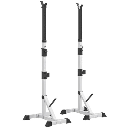 2-Piece Barbell Rack, 53.5"-69.3" Adjustable, 440LBS Capacity Power Towers Silver and Black at Gallery Canada