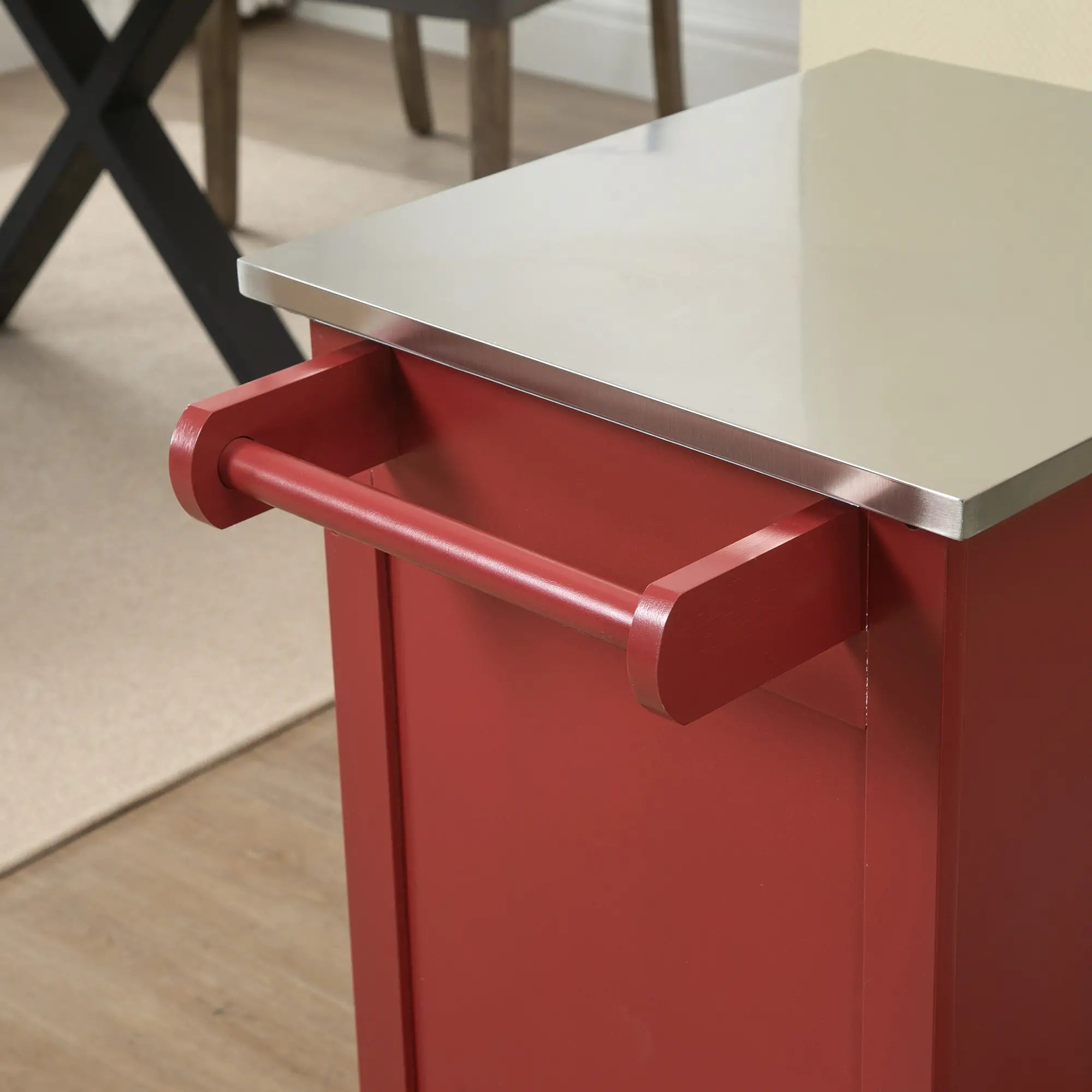 Kitchen Cart, Stainless Steel Top, Storage Drawer, 36x24x36 in, Red Kitchen Islands & Kitchen Carts at Gallery Canada