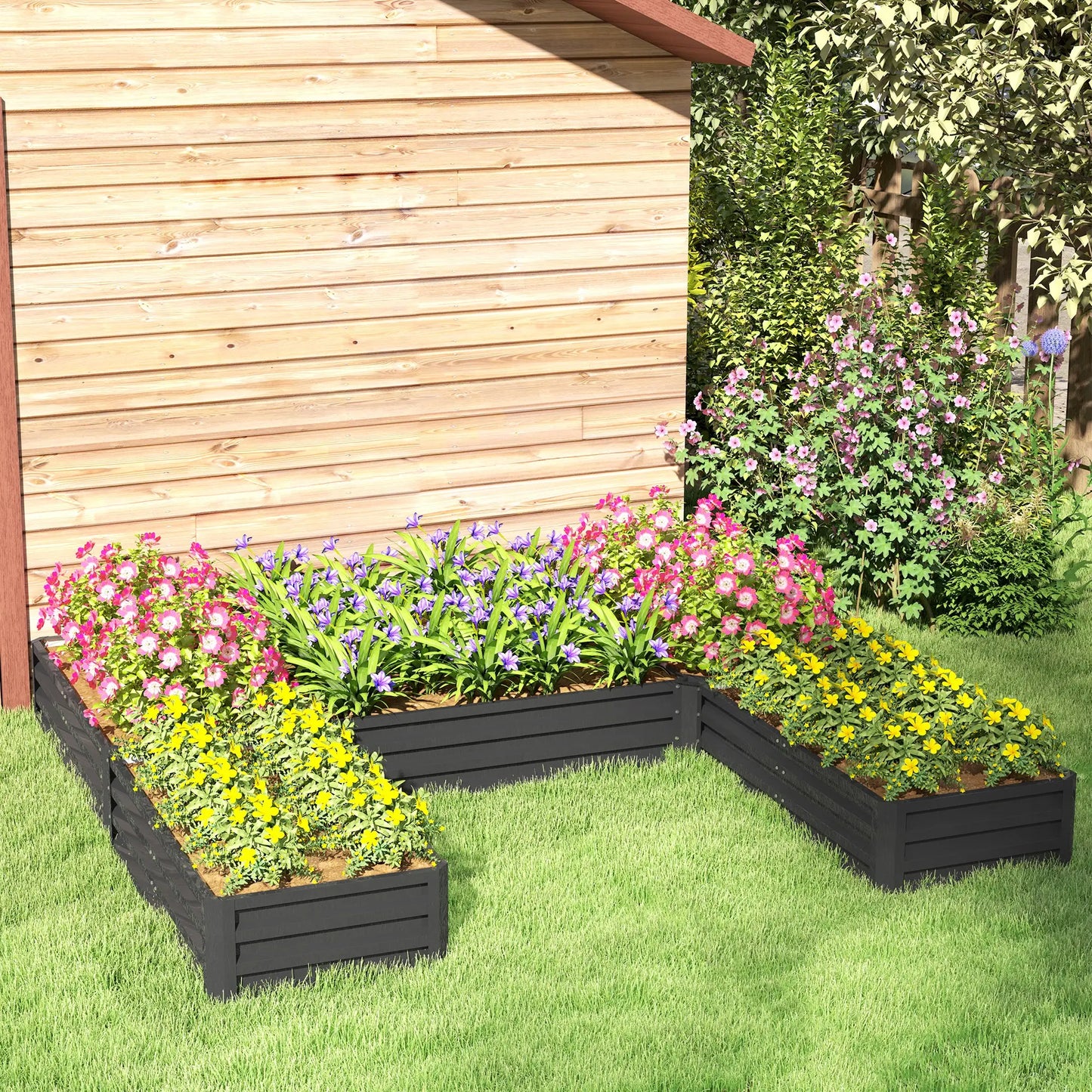 Steel Raised Garden Bed, Set of 5, 8x8x1ft, Dark Grey Raised Garden Beds at Gallery Canada