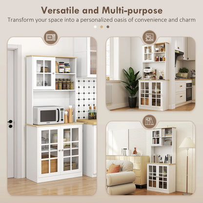 Kitchen Buffet with Hutch, 3 Cabinets, 2 Shelves, White Kitchen Pantry Cabinets at Gallery Canada