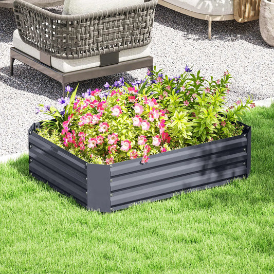Galvanized Raised Garden Bed, 4' x 3' x 1', Outdoor Metal Planter Box, Dark Grey Galvanized Planter Boxes Dark Grey at Gallery Canada