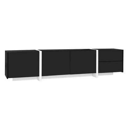 TV Cabinet, High Gloss Finish, LED Light, 67" L x 11.5" W x 11.5" H, Black TV Stands at Gallery Canada