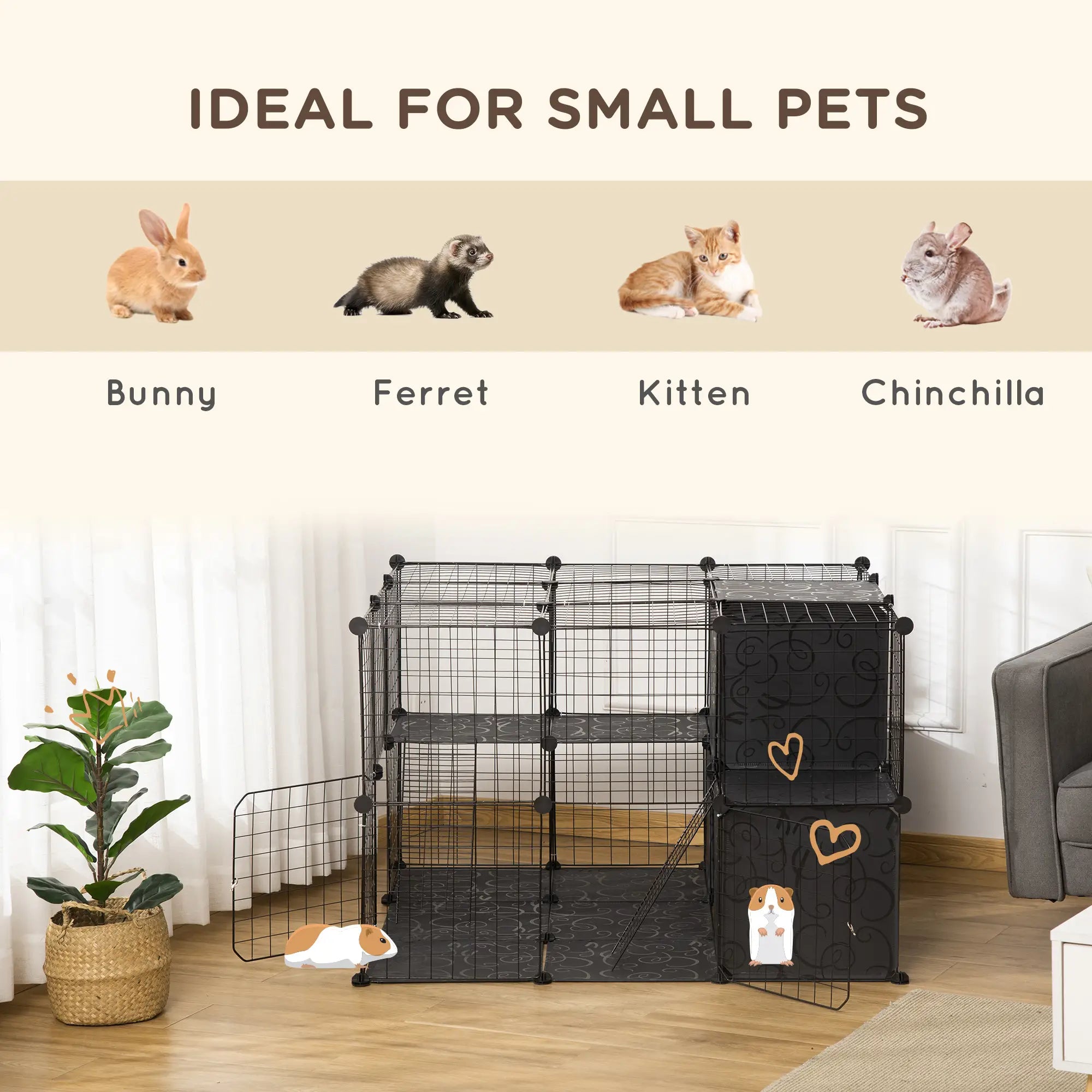 56 Panels Pet Playpen, Small Animal Cage for Rabbit Houses & Habitats at Gallery Canada