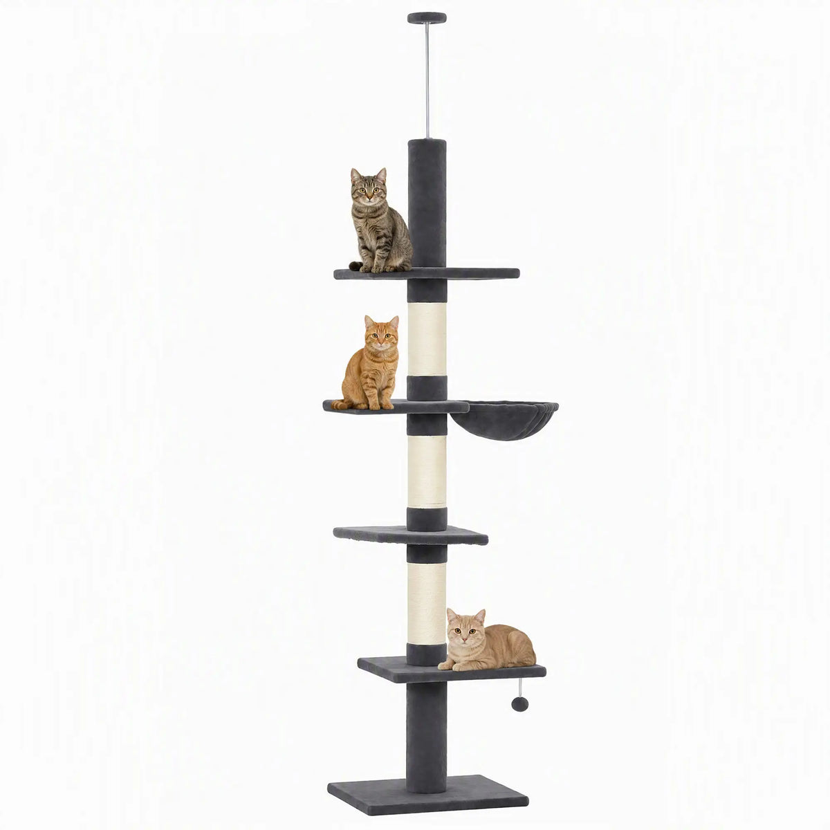 5-Level Cat Tree, Adjustable 88.6"-100.4", Scratching Posts Cat Trees at Gallery Canada