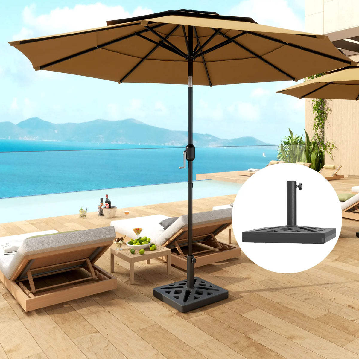 Umbrella Base, 33lbs HDPE Outdoor Stand with Cut-Out Design