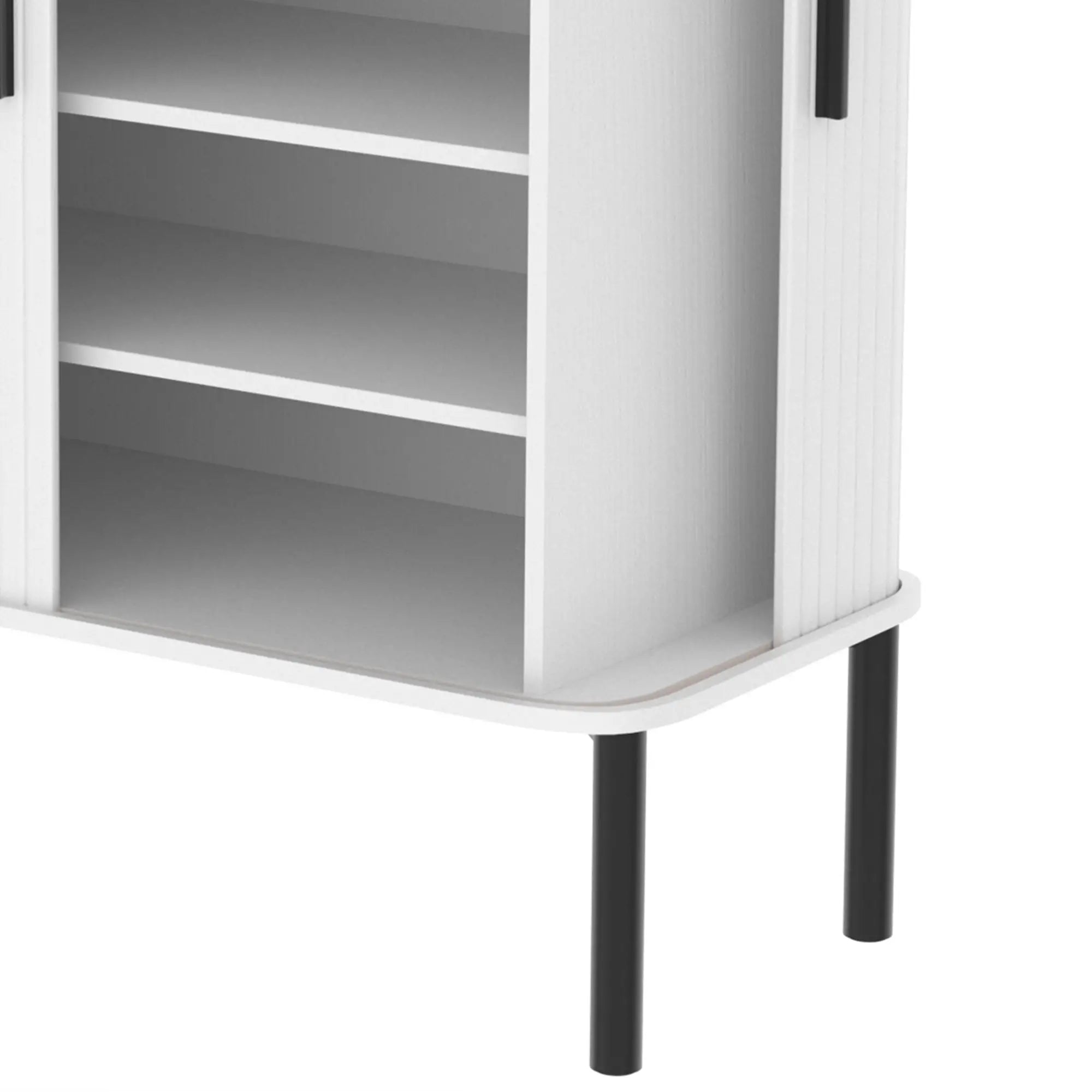 Shoe Cabinet Adjustable Shelves Side Cubbies Tambour Door, White Shoe Storage Cabinets & Racks at Gallery Canada