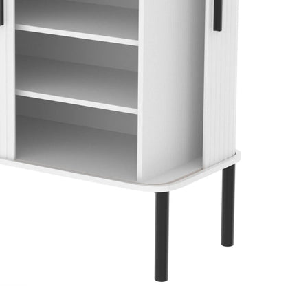 Shoe Cabinet Adjustable Shelves Side Cubbies Tambour Door, White Shoe Storage Cabinets & Racks at Gallery Canada