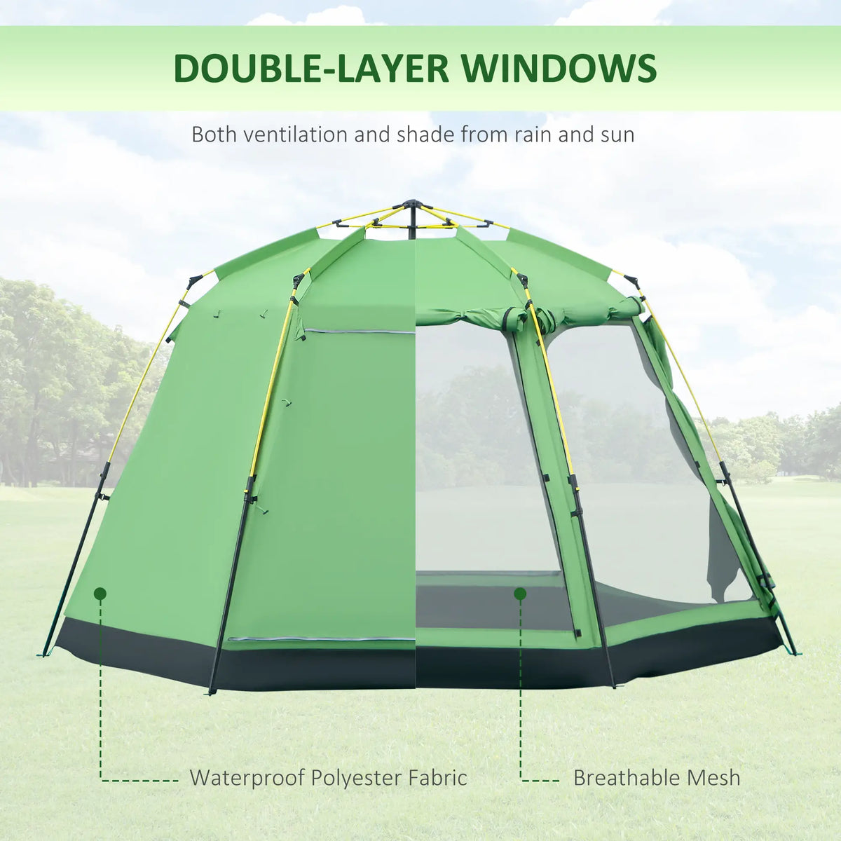 6 Person Instant Tent, 2-Tier Fabric With 4 Windows, Portable Camping, Green Camping Tents at Gallery Canada
