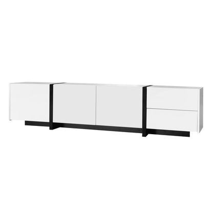 TV Cabinet, High Gloss Finish, Ample Storage, 67" L x 11.5" W x 11.5" H, White TV Stands at Gallery Canada