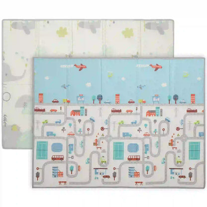Foldable Baby Play Mat, 79" x 59", Elephant Theme, Crawling Learning Mat Kids Gym & Playmats Multi Colour at Gallery Canada
