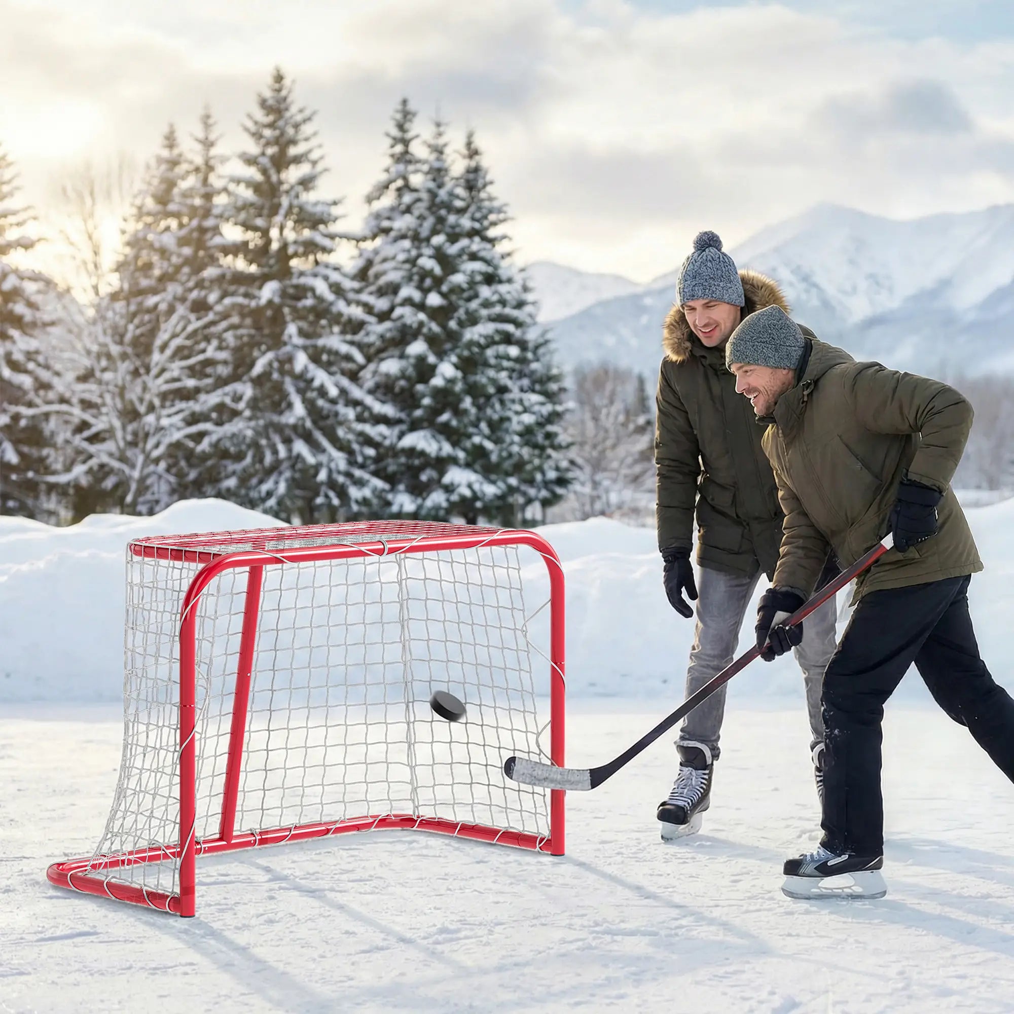 Mini Hockey Goal, 3' x 2', Metal Frame, Lightweight Portable Team Sports Equipment at Gallery Canada