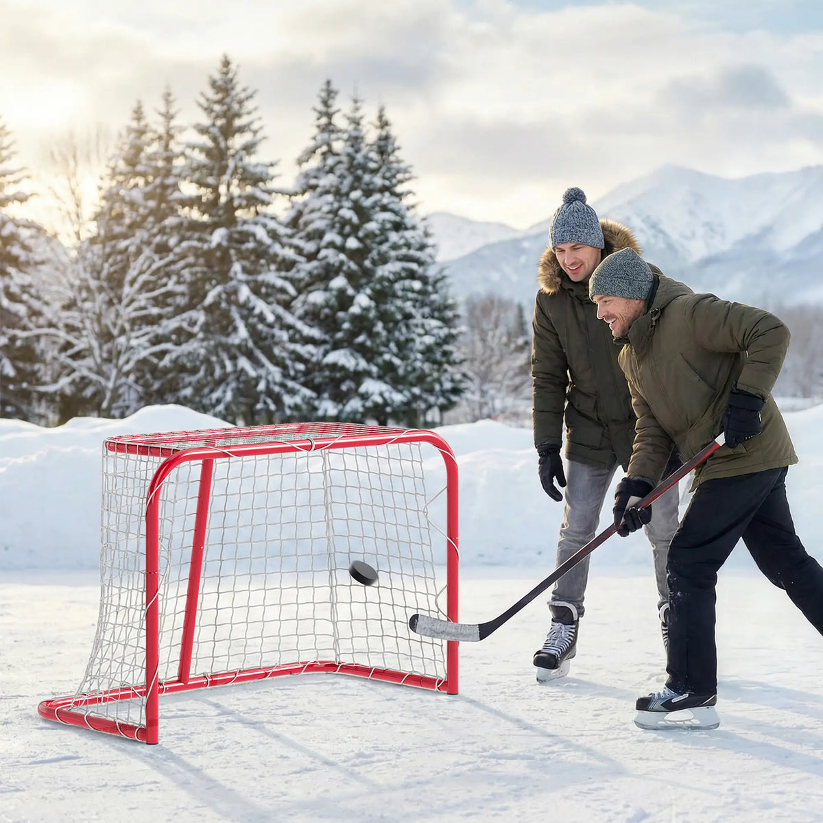 Mini Hockey Goal, 3' x 2', Metal Frame, Lightweight Portable Team Sports Equipment at Gallery Canada