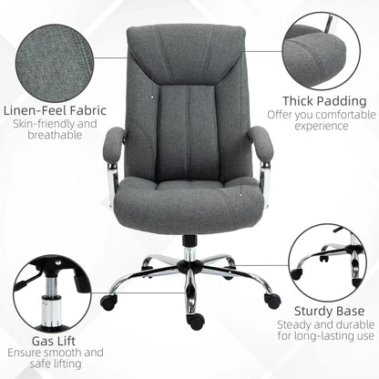 Ergonomic High Back Swivel Office Chair, Adjustable Height, Linen Fabric, Grey Executive & Manager Chairs at Gallery Canada