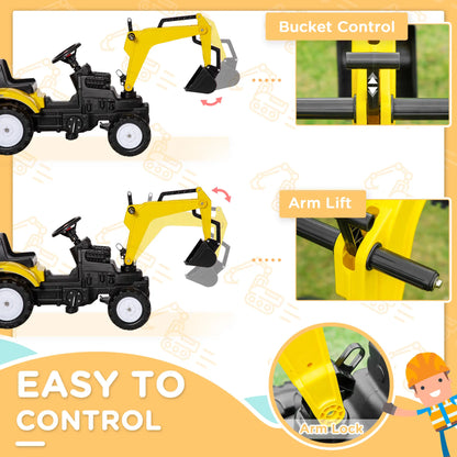 Kids Ride on Tractor, Pedal Excavator Toy for 3 Year Old, Yellow Toy Excavators at Gallery Canada
