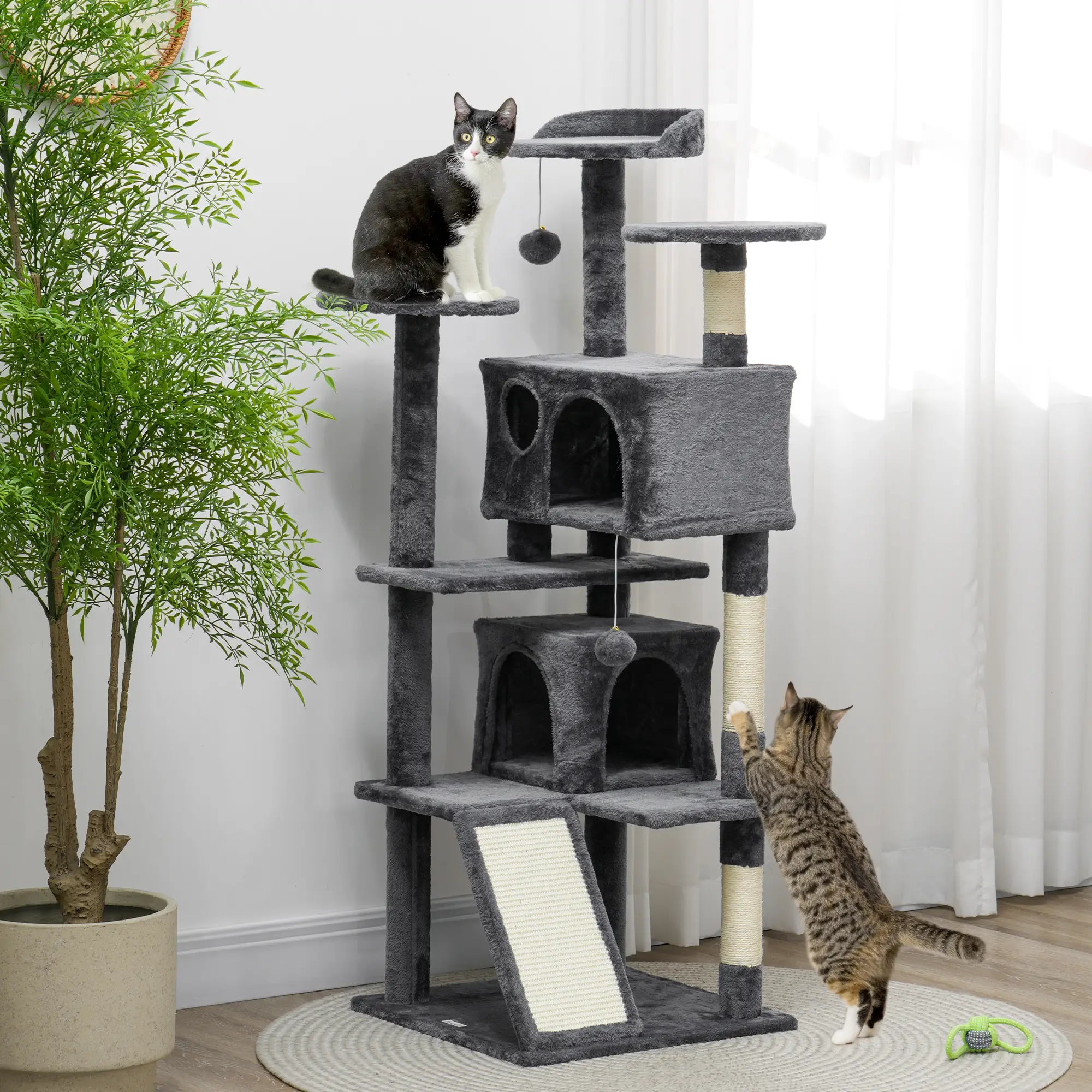 54 Cat Tree, Multi-Level Tower with Scratching Posts, Condos, Dark Grey Cat Towers at Gallery Canada