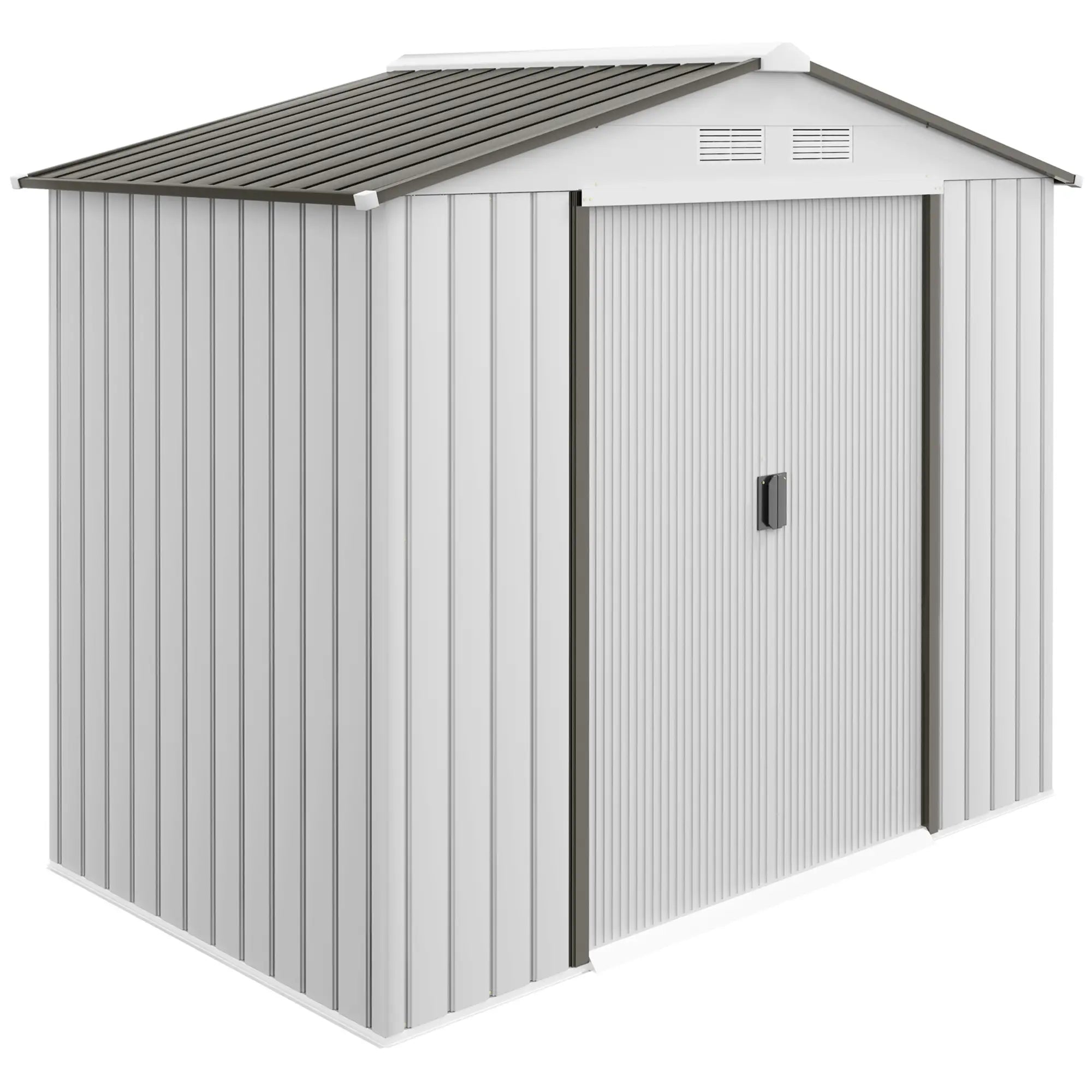 7' x 4' x 6' Garden Storage Shed, Metal Tool House, Silver Sheds Silver at Gallery Canada