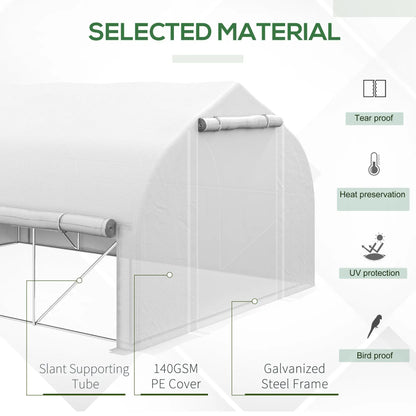 13 x 9.8ft Walk-in Greenhouse, Zipped Sidewalls, Mesh Door, White Tunnel Greenhouses at Gallery Canada