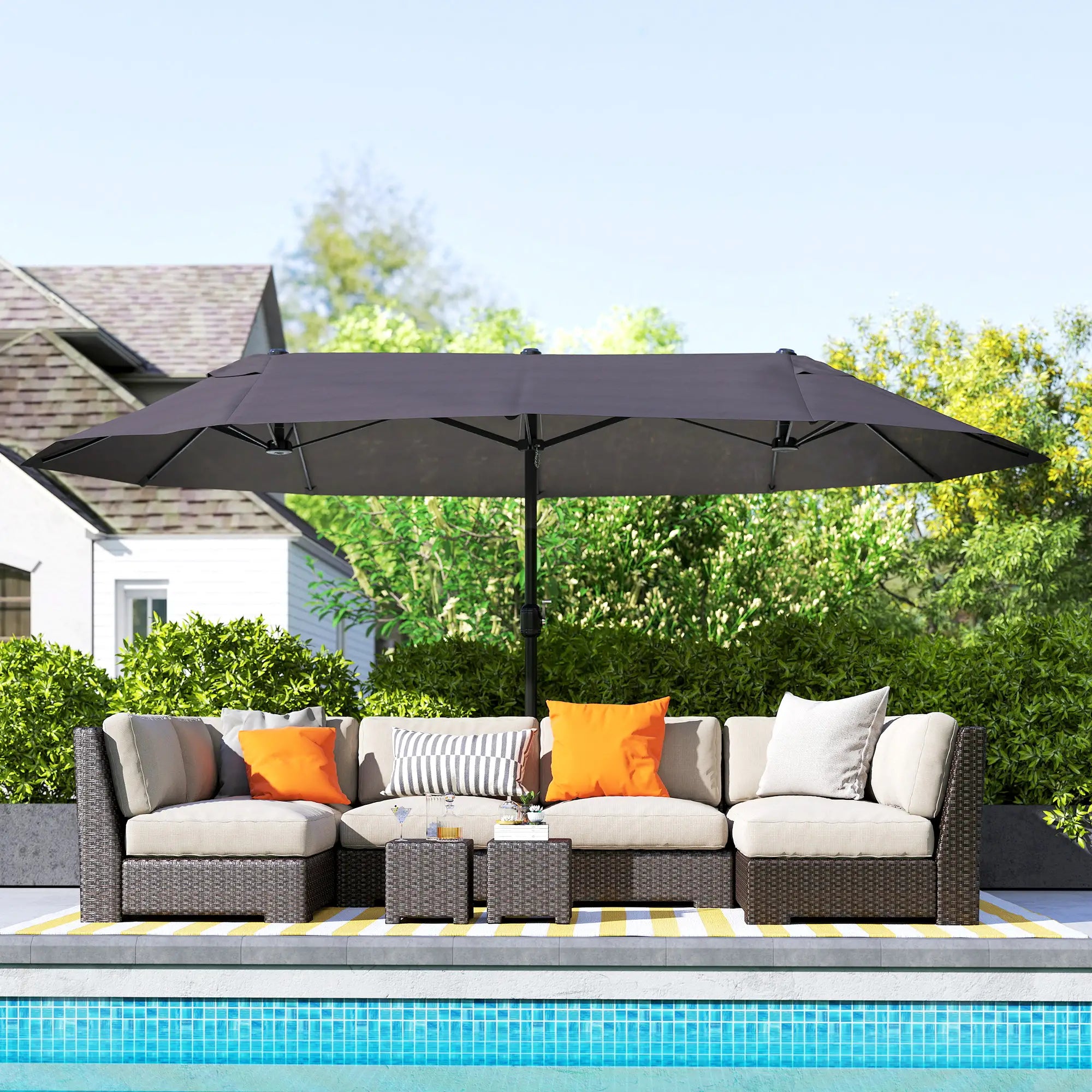 Double-Sided Patio Umbrella Sun Shade, Grey Sun Umbrellas at Gallery Canada