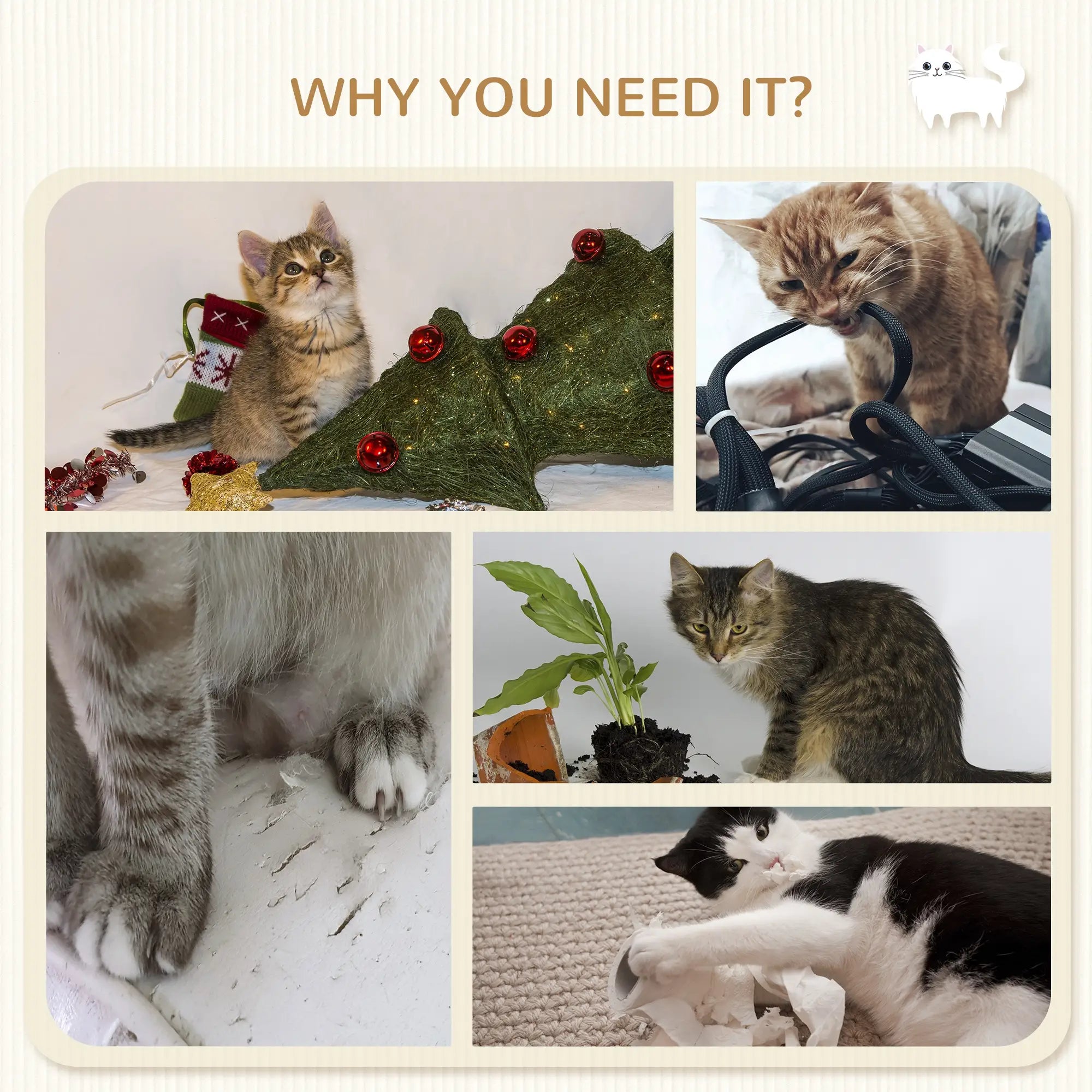 3 Pcs Cat Wall Climber, Scratching Post, Ladder, Perches, Beige Cat Climbing Wall at Gallery Canada