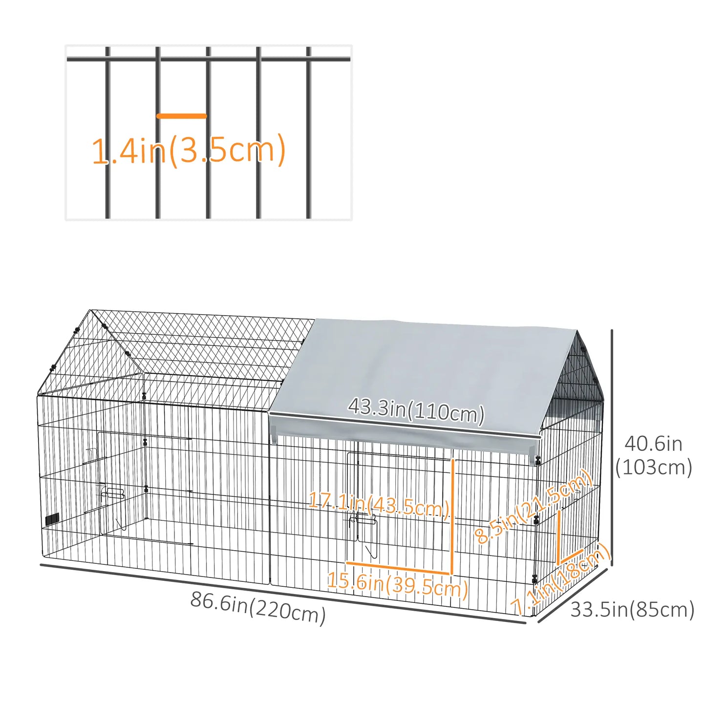 87" Small Animal Cage With Roof, Indoor Outdoor Use, For Chicken Rabbits Chinchillas, Silver Houses & Habitats at Gallery Canada