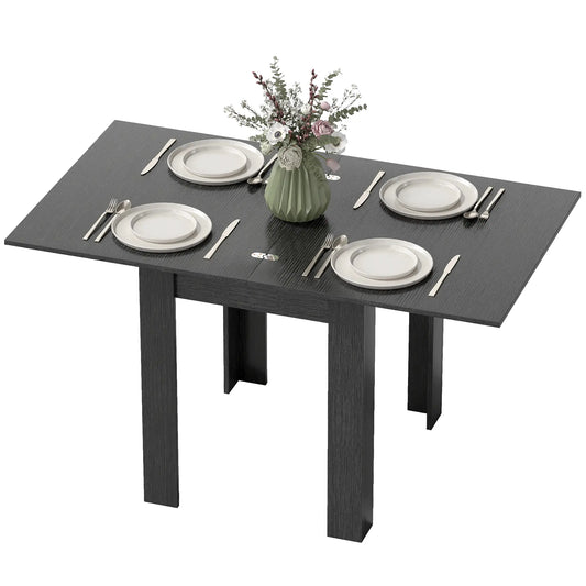 55" Extendable Dining Table, Kitchen Table For 4-6 Person, Black