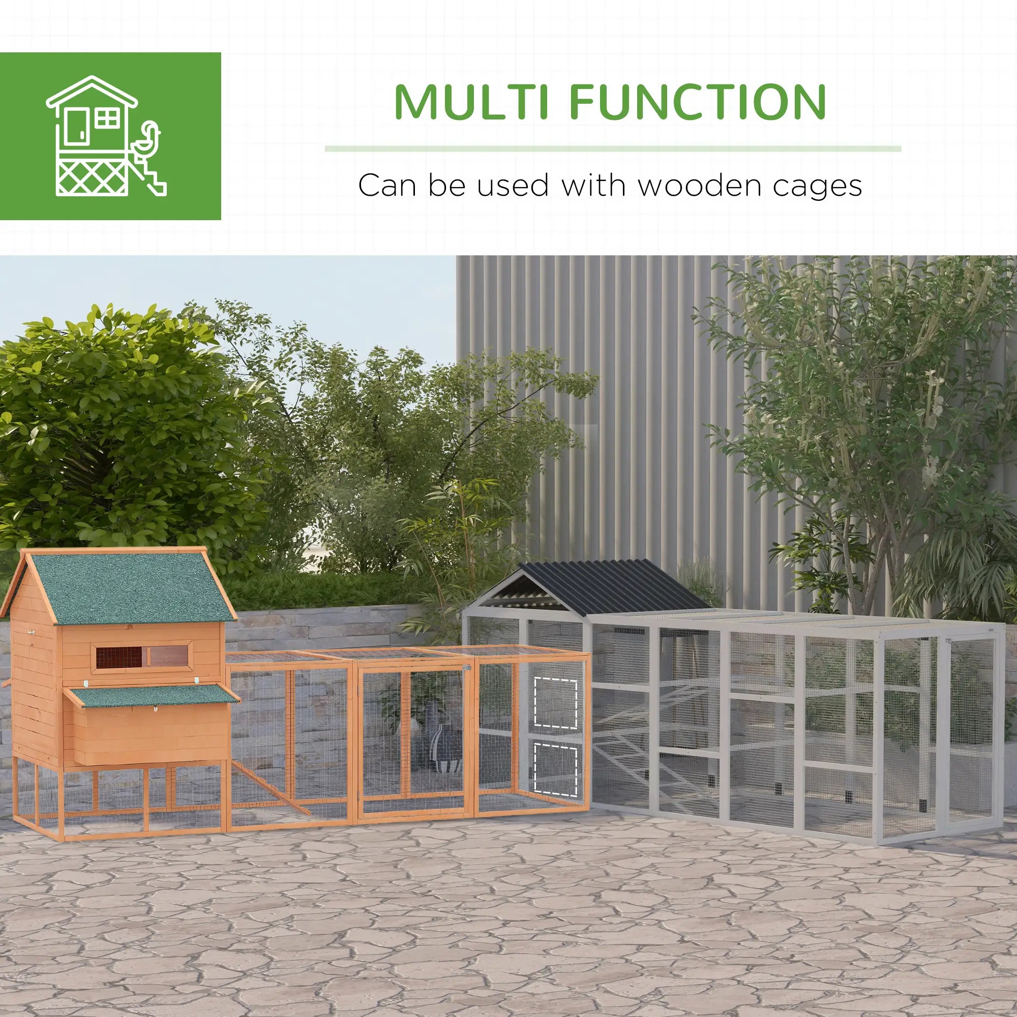 142 Outdoor Wooden Chicken Coop with Run, Ramps, Perches, Grey Chicken Coops at Gallery Canada
