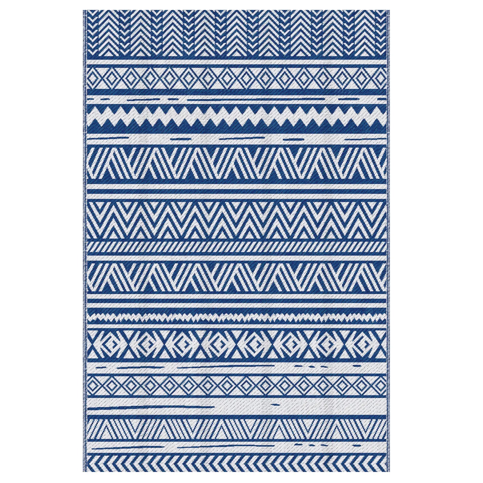 Reversible Outdoor Rug, Patio Floor Mat, 6' x 9', White, Dark Blue Garden Decor Dark Blue and White at Gallery Canada