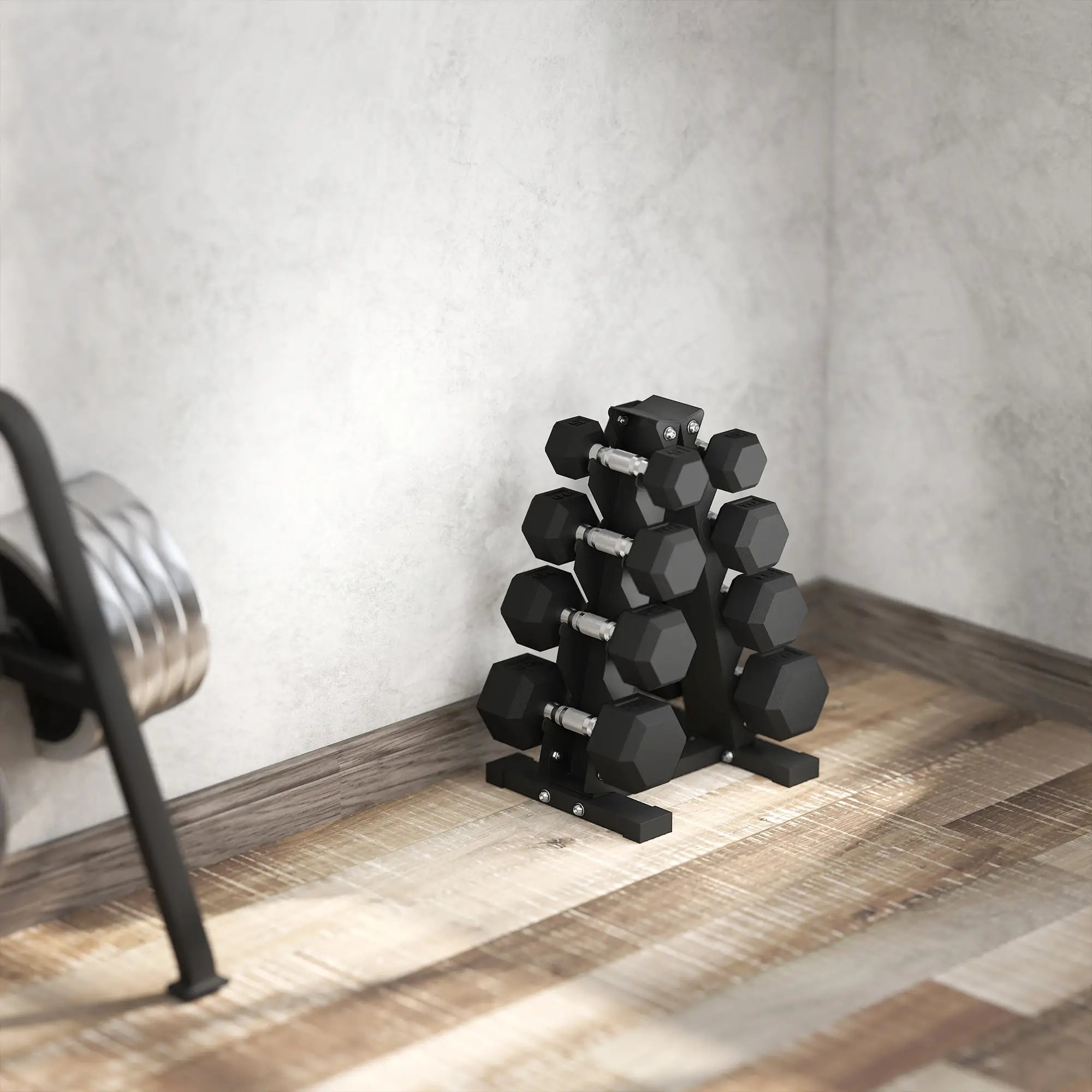 100 LBS Hex Dumbbell Set with Rack, Non-Slip Handles, Rubber Coated Dumbbells & Barbells at Gallery Canada