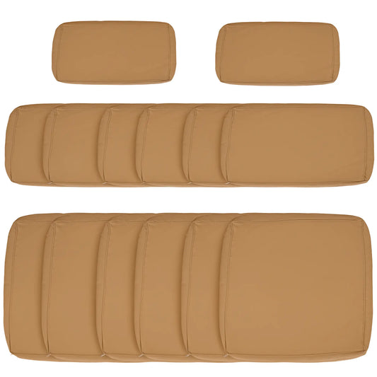 14pc Patio Rattan Sofa Set, Polyester Cover Replacement, Beige Patio Chair Cushions Light Yellow at Gallery Canada