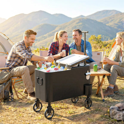 60-Qt Outdoor Patio Cooler Cart, Rolling Ice Chest, Black Cooler Boxes at Gallery Canada