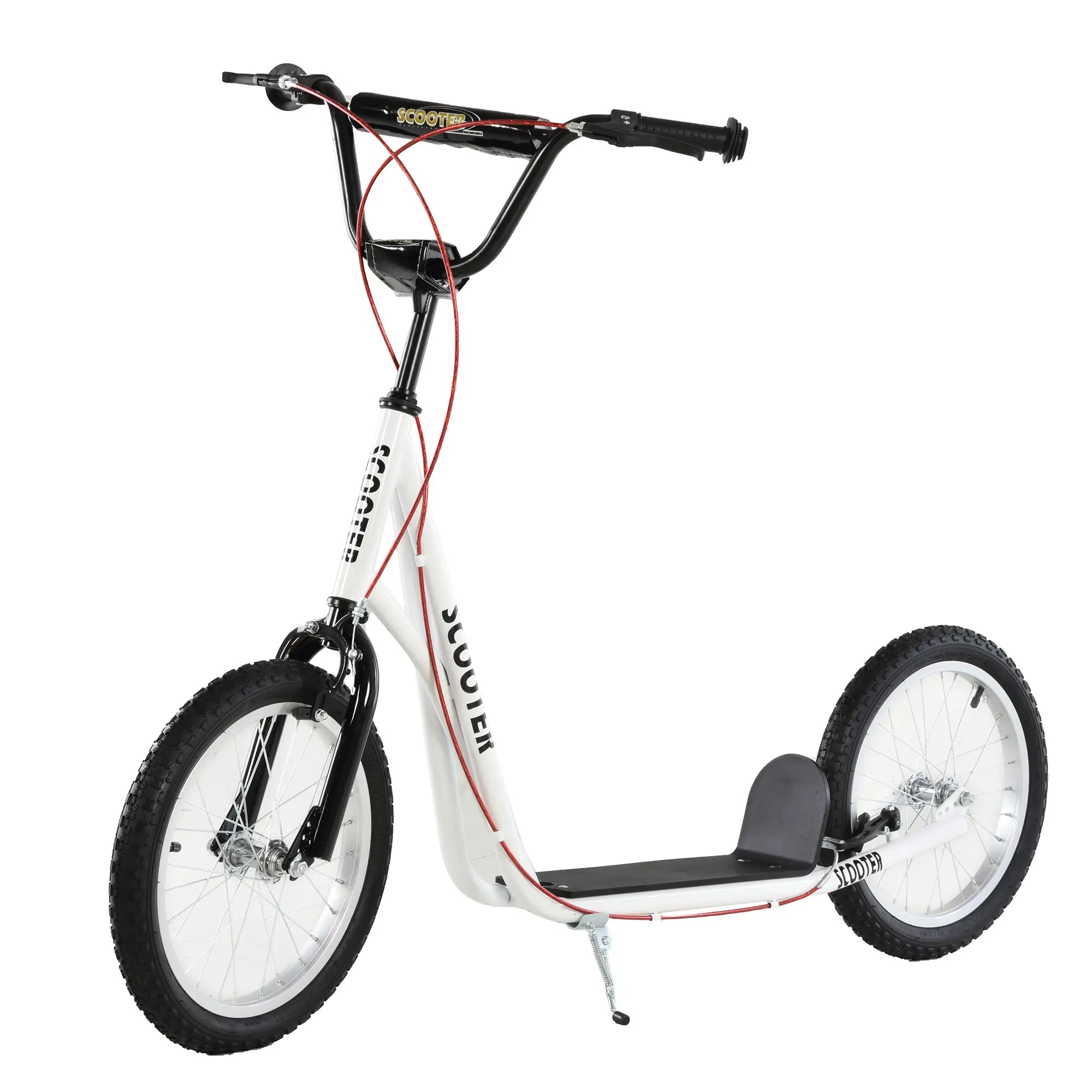 Kids Kick Scooter, 5+ Years, 16'' Inflatable Wheel, Dual Brakes, White Scooters at Gallery Canada