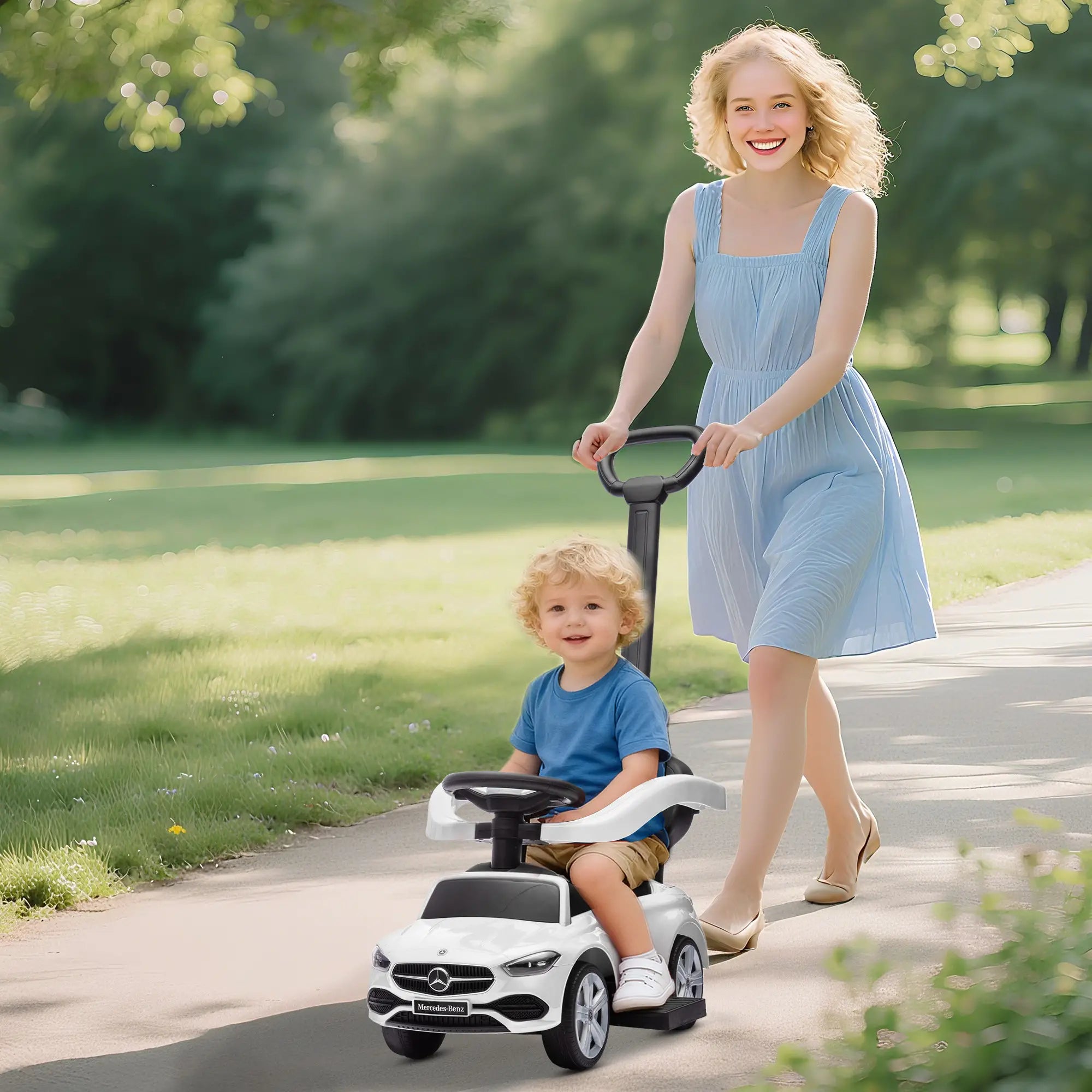 Mercedes-Benz 2-in-1 Toddler Push Car, White Push Cars for Toddlers at Gallery Canada