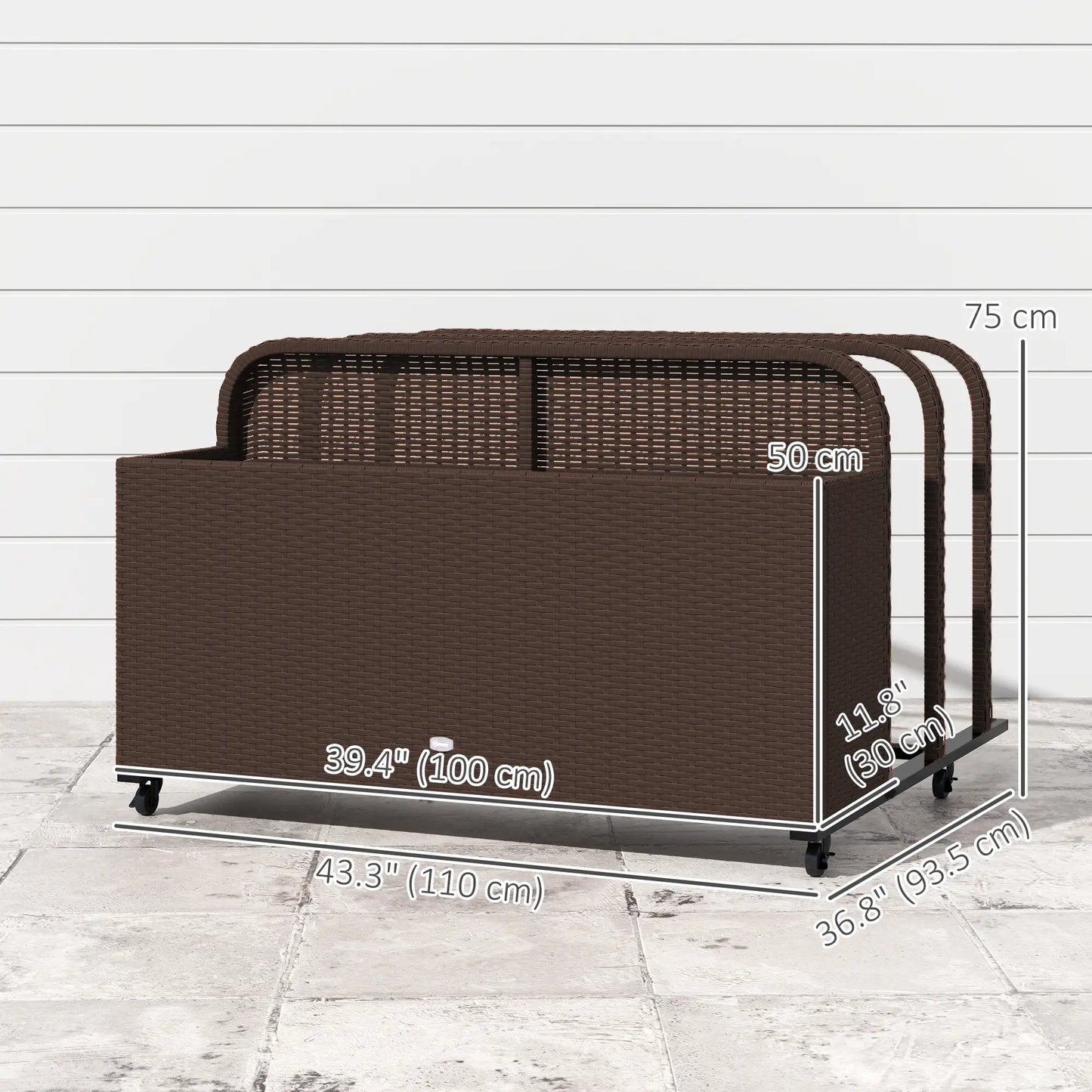 Rolling Pool Storage, Rattan Patio Furniture, Outdoor Wicker Organizer, Brown Patio Storage Boxes at Gallery Canada