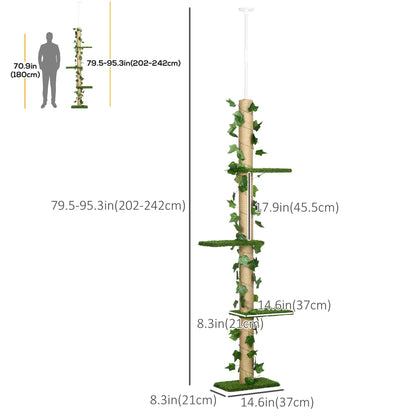 4-Tier Floor to Ceiling Cat Tree, Height 80-95Inches, Multi-Layer Activity Centre Floor to Ceiling Cat Trees at Gallery Canada