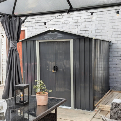 6.5x3.5ft Metal Garden Shed, Outdoor Tool Storage, Double Sliding Doors, Vents, Dark Grey Sheds at Gallery Canada