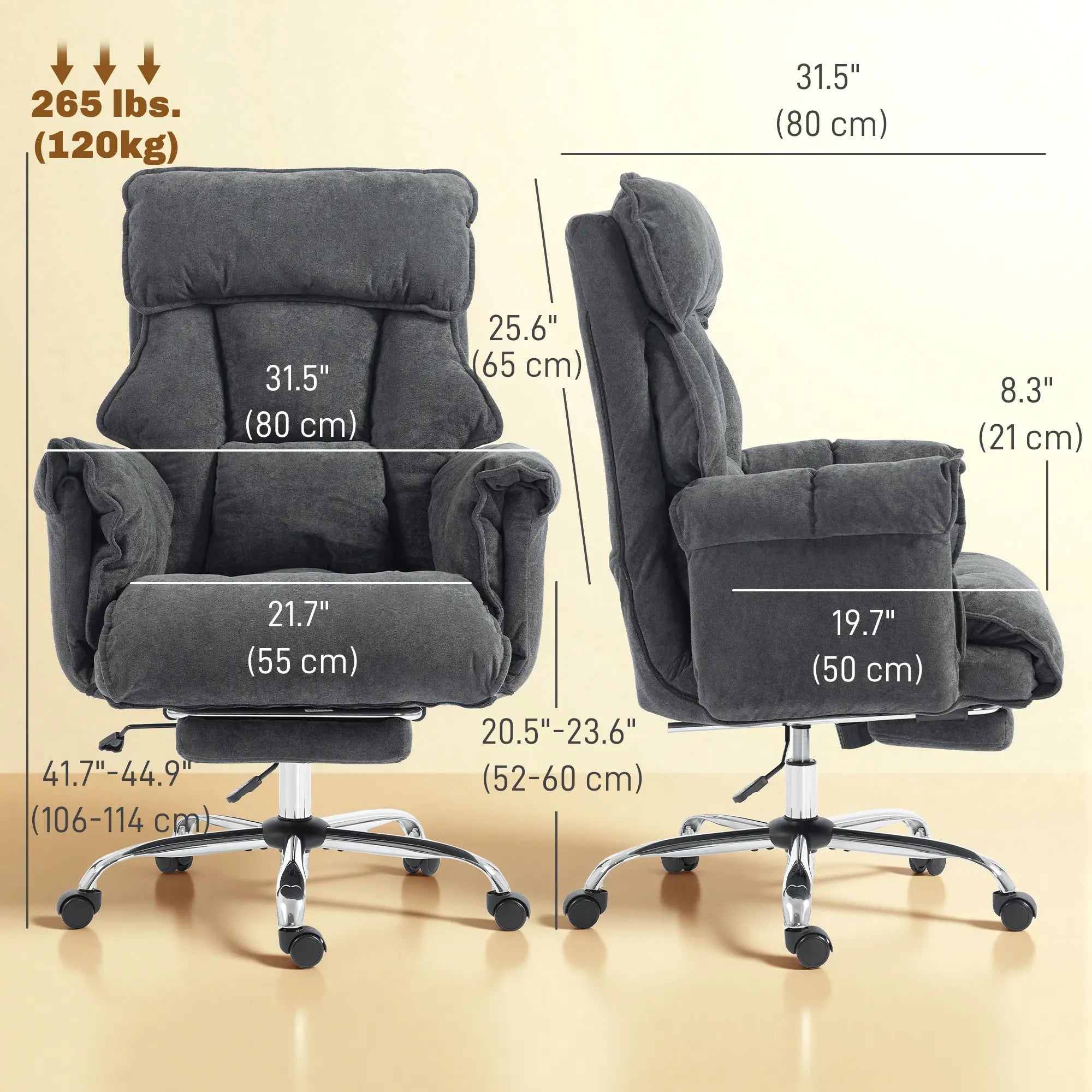 Computer Office Chair with Footrest, Adjustable Backrest, Dark Grey Executive & Manager Chairs at Gallery Canada