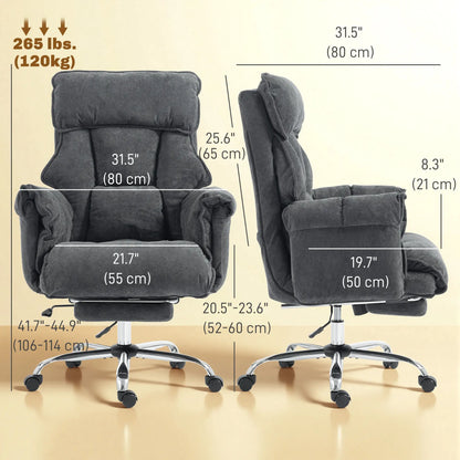 Computer Office Chair with Footrest, Adjustable Backrest, Dark Grey Executive & Manager Chairs at Gallery Canada