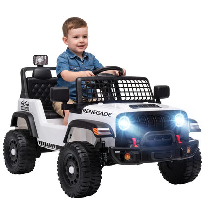 12V Ride On Truck Car, Remote, Soft Start, Ages 2-4, White Electric Toy Cars at Gallery Canada