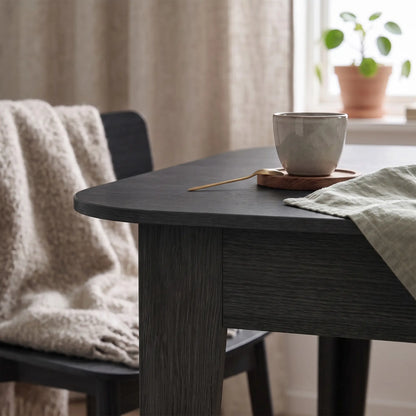Extendable Oval Dining Table for 4-6, Farmhouse Kitchen Table, Black, Black Dining Tables at Gallery Canada