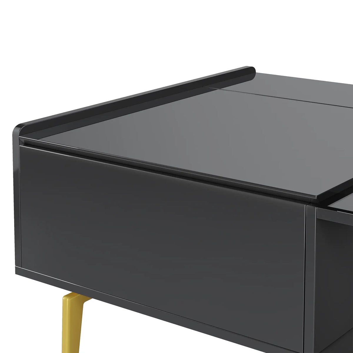 LED Coffee Table, Glass Top, Adjustable Height, Storage, 43.5" L x 21.5" W x 15.5" H, Black Coffee Tables at Gallery Canada